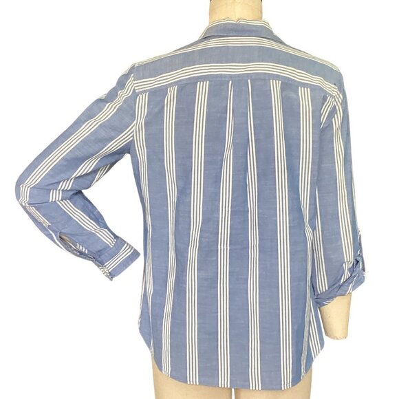 Talbots Striped 100% Cotton Roll-Tab Button-Down Shirt Sz 8  Blue #21i - Picture 5 of 7